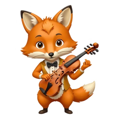 Fox playing playing violin sticker