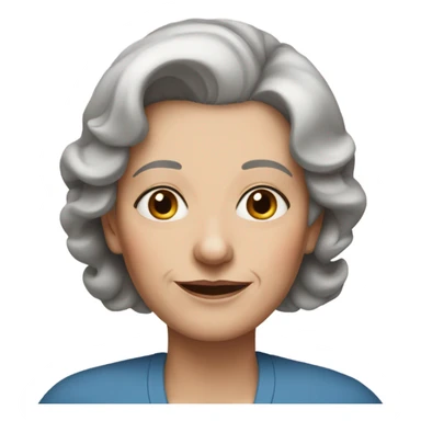 portrait of a older woman with blue eyes, brown hair and a few silver highlights  sticker