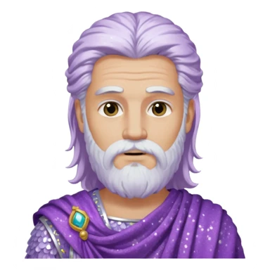 Jupiter from Roman Deities with long white hair and beard, lilac sequin toga sticker