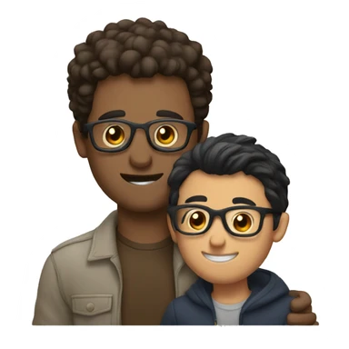 two brunette men hugging, one has glasses  sticker