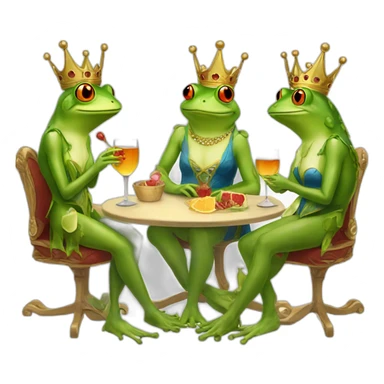 queen of frogs having an aperitif with two friends sticker