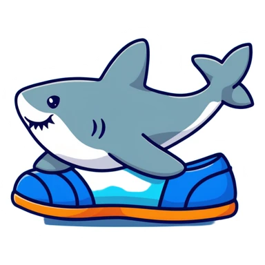 a shark with blue shoes on sticker