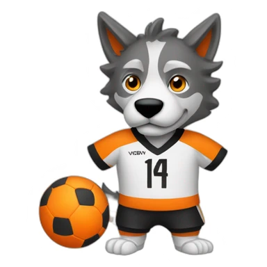 Footballeur loup avec tenu orange et noir  sticker