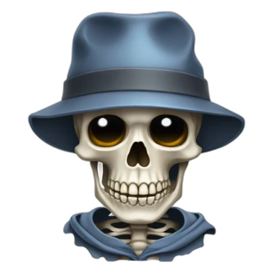 Skeleton wearing bucket hat sticker