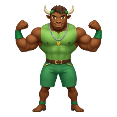 Green bull with clothes sticker