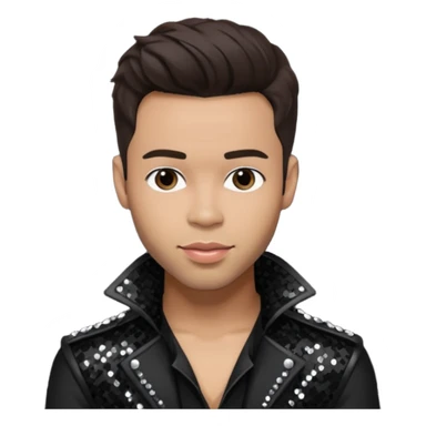 Prince Royce with dark brown hair, black sequin outfit sticker