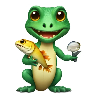Lizard holding fish  sticker