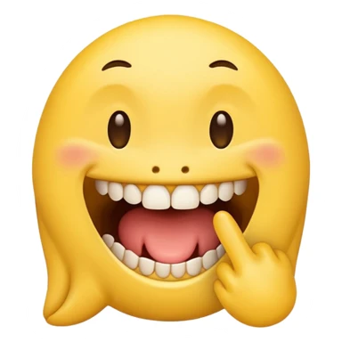 Yellow emoji finger bite with teeth in flirty manner sticker