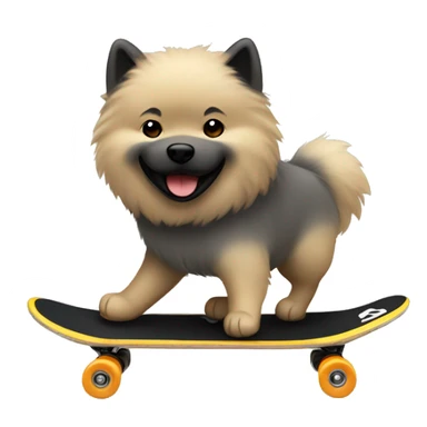Black/creme/grey Eurasier riding a skateboard sticker