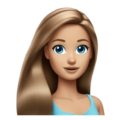 Barbie long brown hair blue eyes sticker
