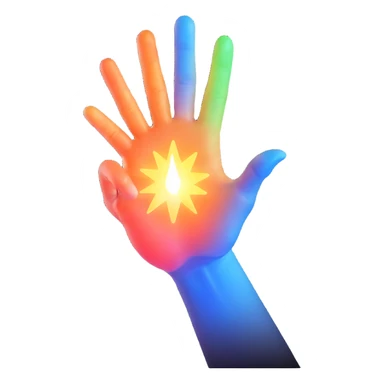 majestic hand with a glowing aura, pointing at the viewer, representing the finger of god, no text sticker