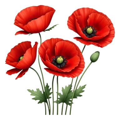 Red poppy flower sticker