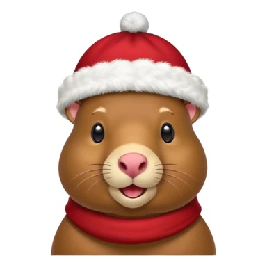 Una capibara con gorro navideño sticker