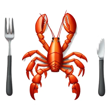 cooked red lobster served on a plate, with a focus on its claws and tail, vibrant and appetizing.” sticker