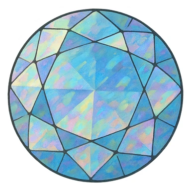 ghibli style round cut white diamond with holographic effect sticker