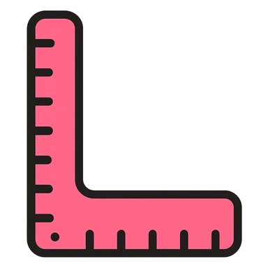 Make the L-shaped pink goniometer icon skinnier and a bit longer, keeping the pink color and measurement details, with no background. sticker