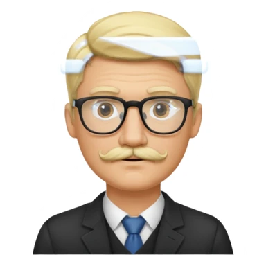blond man with glasses and mustache sticker