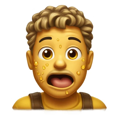 Guy spitting out honey sticker