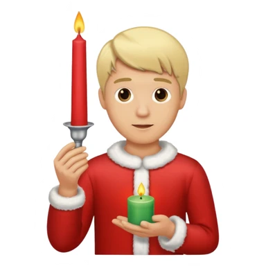 blonde man holding christmass ornamented candle sticker