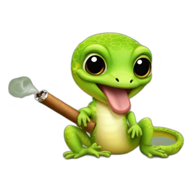 baby gecko with a cigar in its mouth sticker