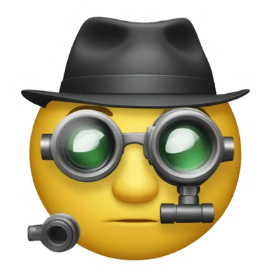 Secret agent with a spyglass looking at code sticker