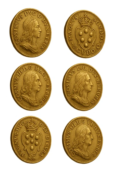 6 scudi realistici in 3d fluttuano in aria, iperrealistico 4k sticker