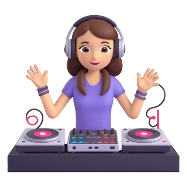 girl playing DJ set sticker