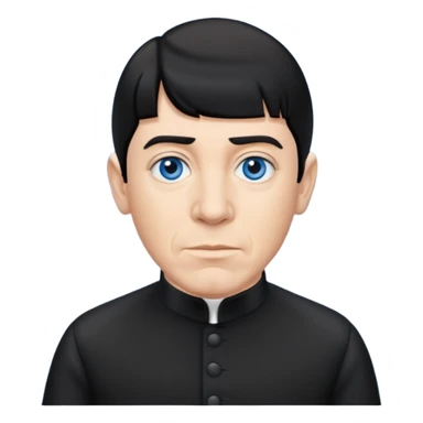 Moe Howard from the Three Stooges with blue eyes, black hair, black outfit sticker