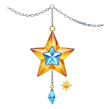 Hanging crystal star suncatcher with a long metal chain and embedded crystal connectors  sticker
