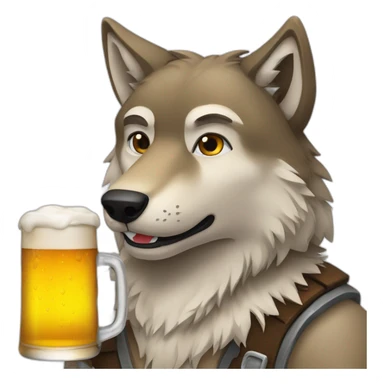 Wolf-drinking-beer sticker