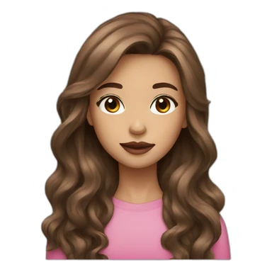 brown long hair,pinky lips girl sticker