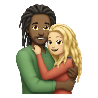 Man with dreadlocks hugging woman with blonde hair with 2 cats sticker