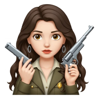 A brunette with long wavy hair girl who is about to kill herself with a littlr gun pointed at her temple sticker