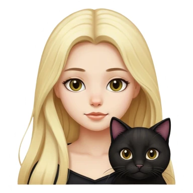 A blond girl with a black long-hair cat sticker