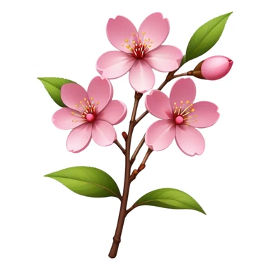 single Cherry Blossom, straight stem sticker