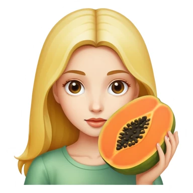 Girl holding one half of papaya sliced in half sticker