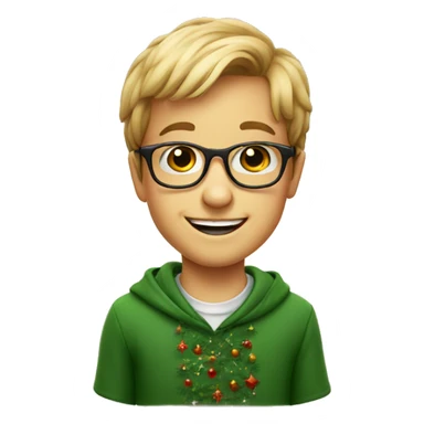smiling boy in glasses portrait Christmas sticker