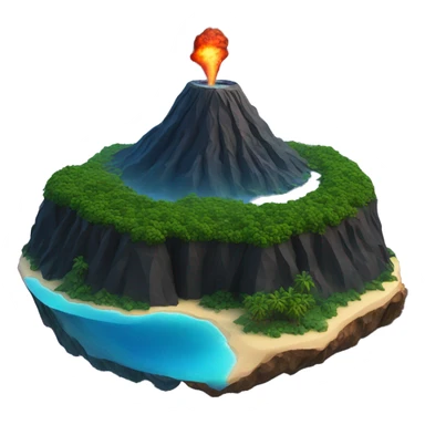 volcano island with water around and galaxy in the background sticker