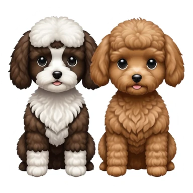 2 dogs. One is a mini poodle brown and the other one is a shitzu black with minimal white. sticker