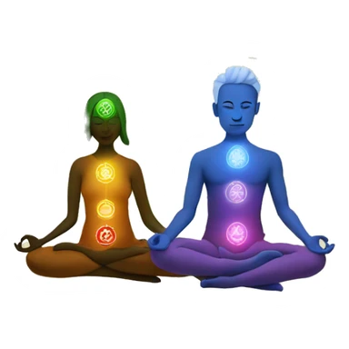Man and woman with 7 chakra symbols meditating sticker