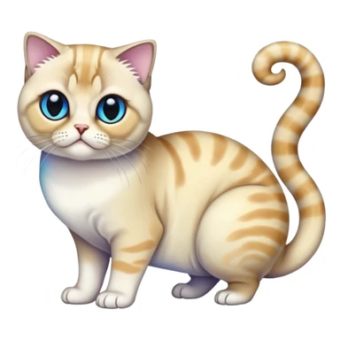 Colorful exotic iridescent tropical shiny Fantasy-Siamese-Scottish-Fold-feline-Fakémon-feline-hybrid (full body) sticker