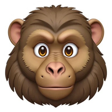 Cinematic Noble Baboon Portrait Emoji, Poised and regal, with a robust, muscular build and a richly textured Fur of earthy browns, deep-set soulful eyes with a mischievous glint, Simplified yet sharp and sophisticated features, highly detailed, glowing with a warm, dignified glow, high shine, intelligent and bold, stylized with an air of untamed urban majesty, focused and attentive, soft glowing outline, capturing the essence of a watchful and confident primate, so majestic it feels as though it could stride out of the screen with effortless authority! sticker