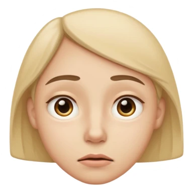  slightly widened eyes, subtle tension around eyes, small tight curved-down mouth, eyebrows raised inward, expression of quiet worry
 sticker