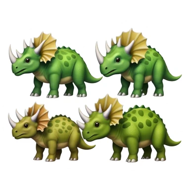 faces of different green triceratops sticker