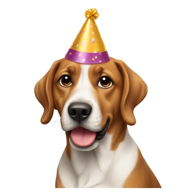 Dog wearing birthday hat sticker