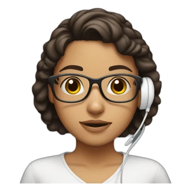 Hispanic girl with glasses, white headset mad sticker