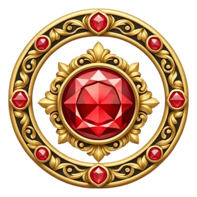 Golden circle crest with red gems sticker