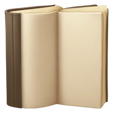 An open, hardcover book, depicted with a beige cover.  sticker