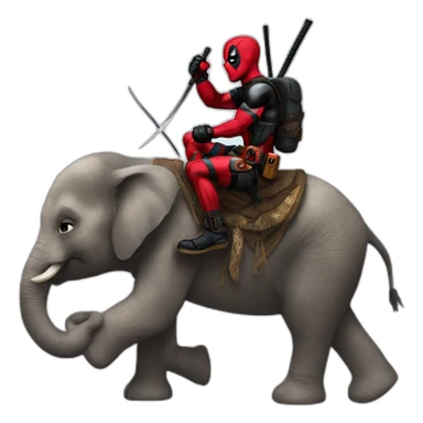 Deadpool riding on an Elephant  sticker
