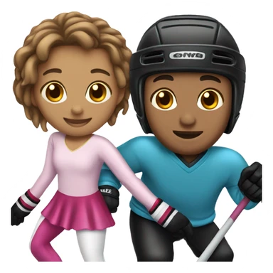 Figure skater and hockey player couple sticker